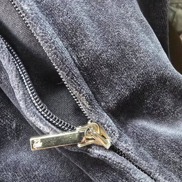 RALPH LAUREN Womens Full Zip Hoodie Track Jacket Dark Blue Velour Crest Large - Picture 6 of 9
